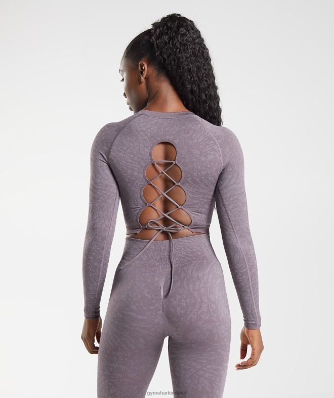 Women Adapt Animal Seamless Lace Up Back Top 8004D453 Gymshark Wild | Musk Lilac