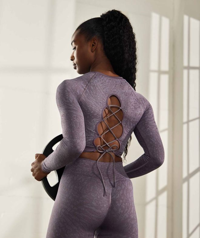 Women Adapt Animal Seamless Lace Up Back Top 8004D453 Gymshark Wild | Musk Lilac