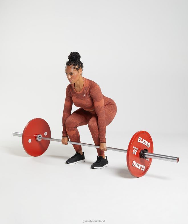 Women Adapt Camo Seamless Lace Up Back Top 8004D449 Gymshark Storm Red/Cherry Brown