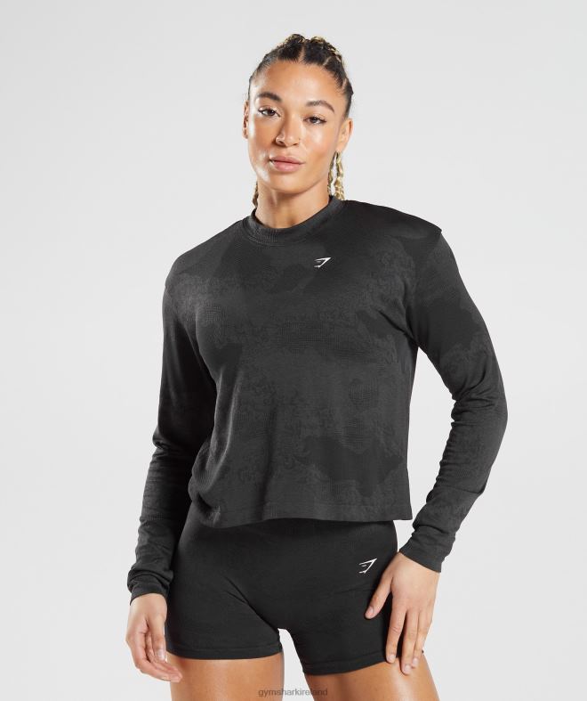 Women Adapt Camo Seamless Long Sleeve Top 8004D478 Gymshark Lava | Black