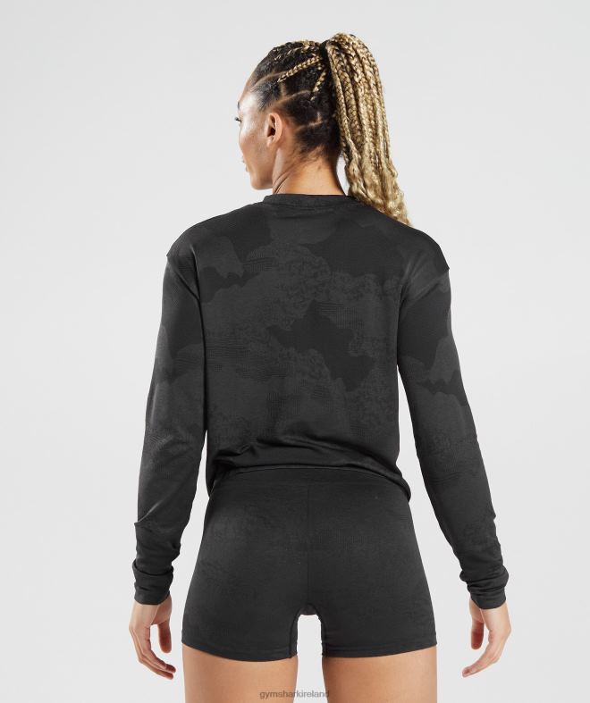 Women Adapt Camo Seamless Long Sleeve Top 8004D478 Gymshark Lava | Black