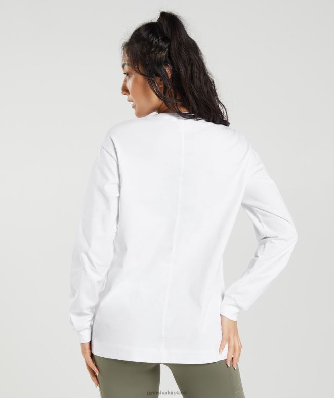 Women Cotton Oversized Long Sleeve Top 8004D420 Gymshark White
