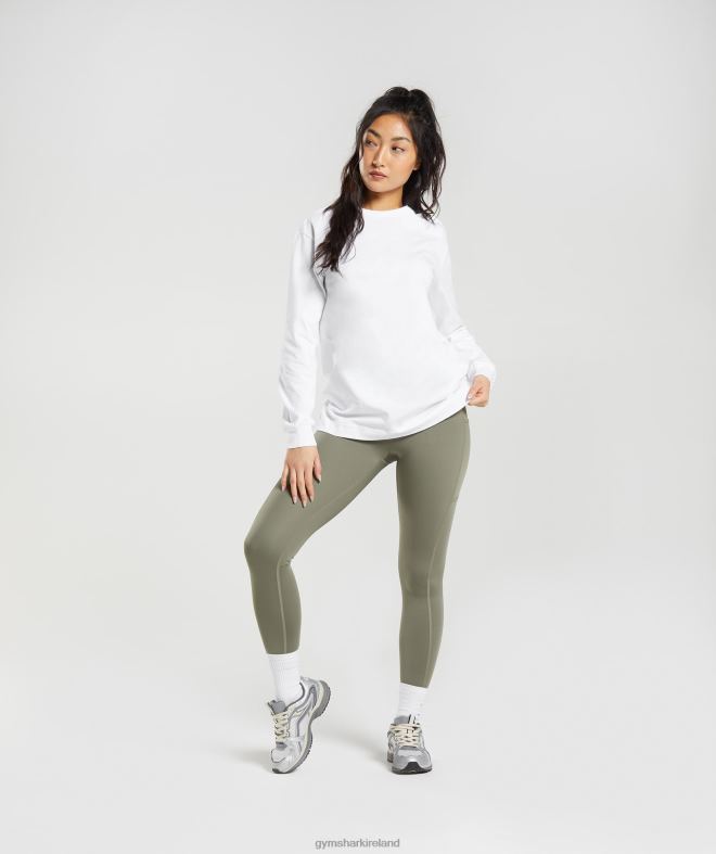 Women Cotton Oversized Long Sleeve Top 8004D420 Gymshark White