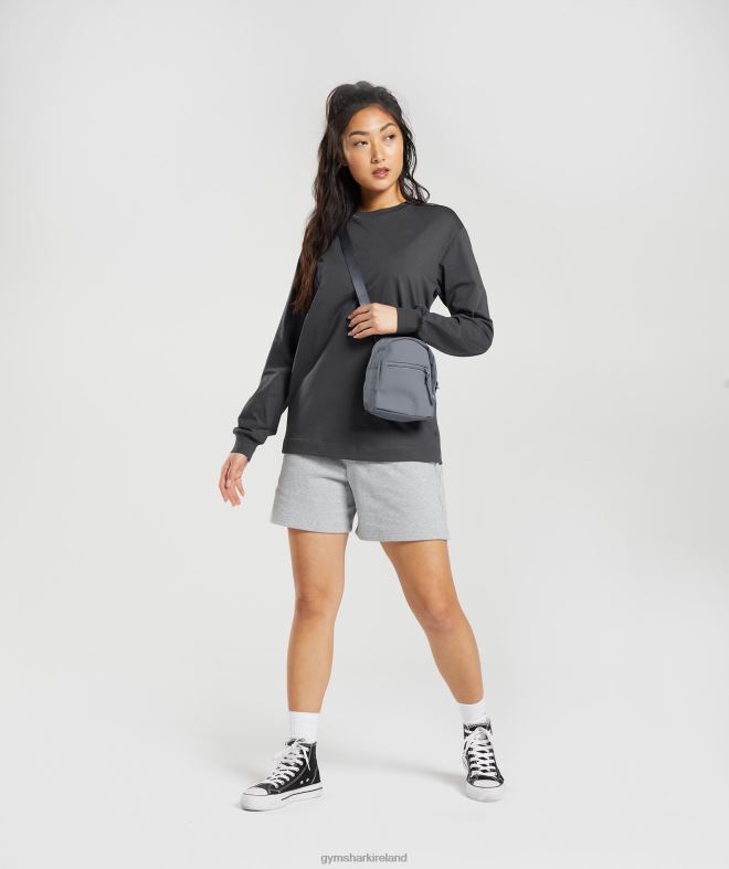 Women Cotton Oversized Long Sleeve Top 8004D434 Gymshark Onyx Grey