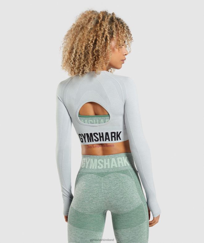 Women Flex Sports Long Sleeve Crop Top 8004D479 Gymshark Light Grey Marl
