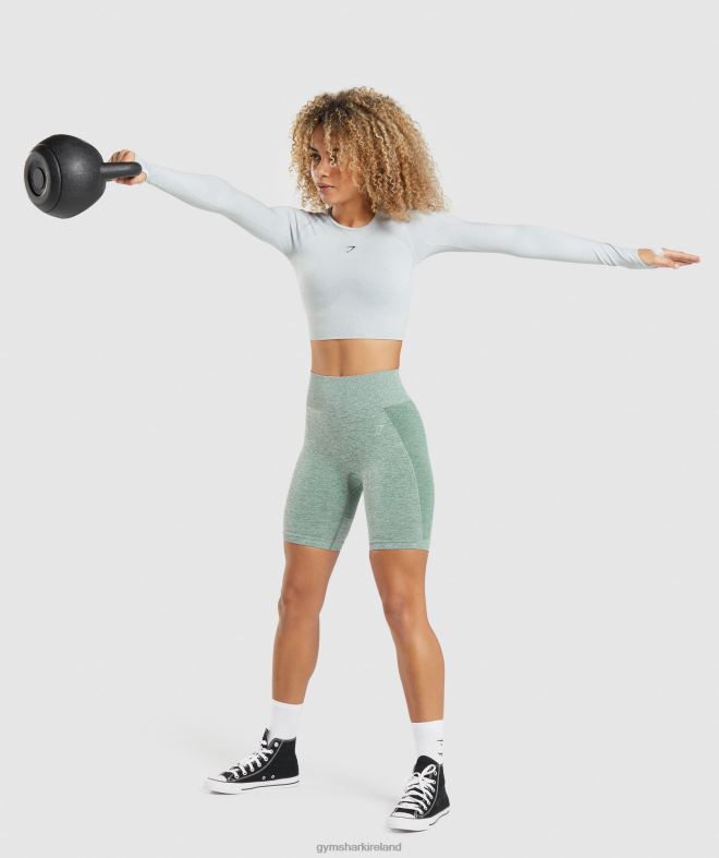 Women Flex Sports Long Sleeve Crop Top 8004D479 Gymshark Light Grey Marl