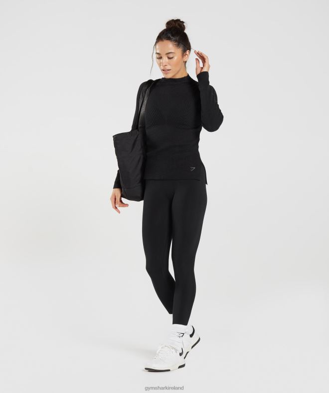 Women Pause Knitwear Long Sleeve Top 8004D461 Gymshark Black/Onyx Grey