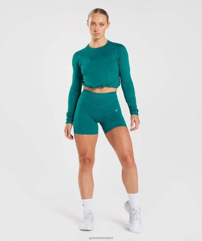 Women Sweat Seamless Long Sleeve Crop Top 8004D433 Gymshark Rich Teal