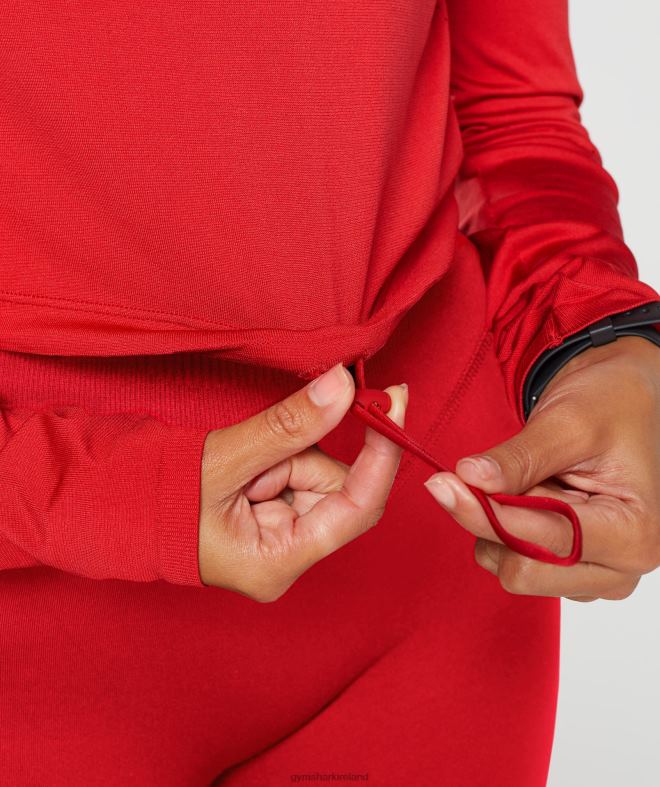 Women Sweat Seamless Long Sleeve Crop Top 8004D439 Gymshark Salsa Red