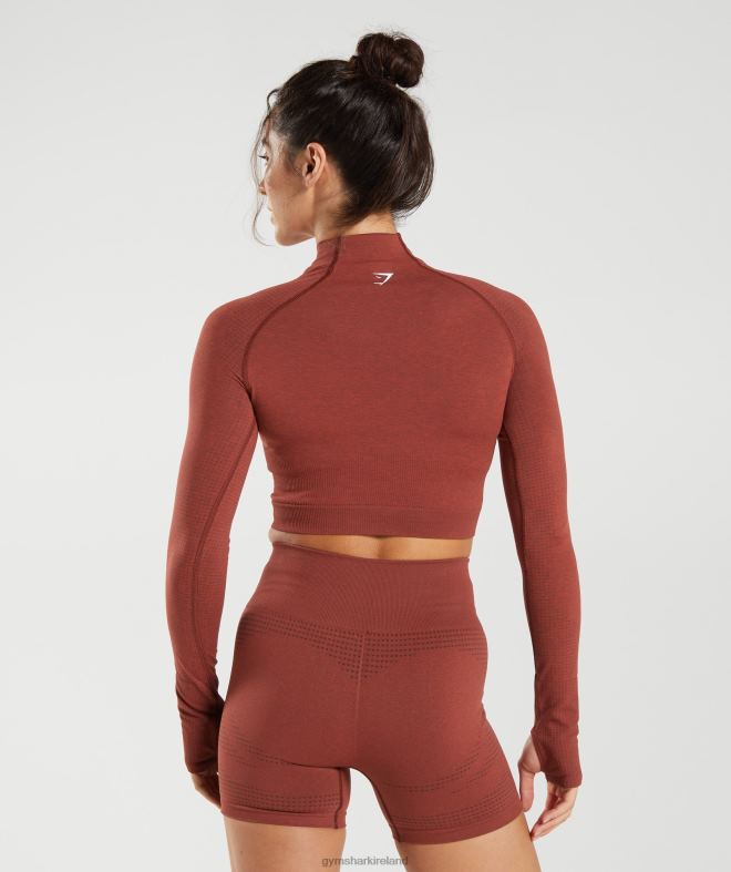 Women Vital Seamless 2.0 High Neck Midi Top 8004D466 Gymshark Brick Red