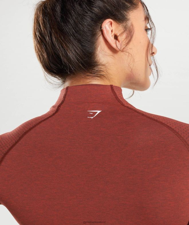 Women Vital Seamless 2.0 High Neck Midi Top 8004D466 Gymshark Brick Red