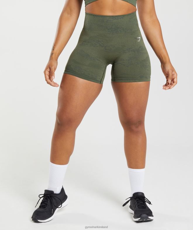 Women Adapt Camo Seamless Shorts 8004D14 Gymshark Moss Olive/Core Olive