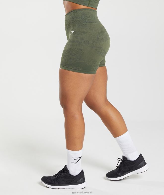 Women Adapt Camo Seamless Shorts 8004D14 Gymshark Moss Olive/Core Olive