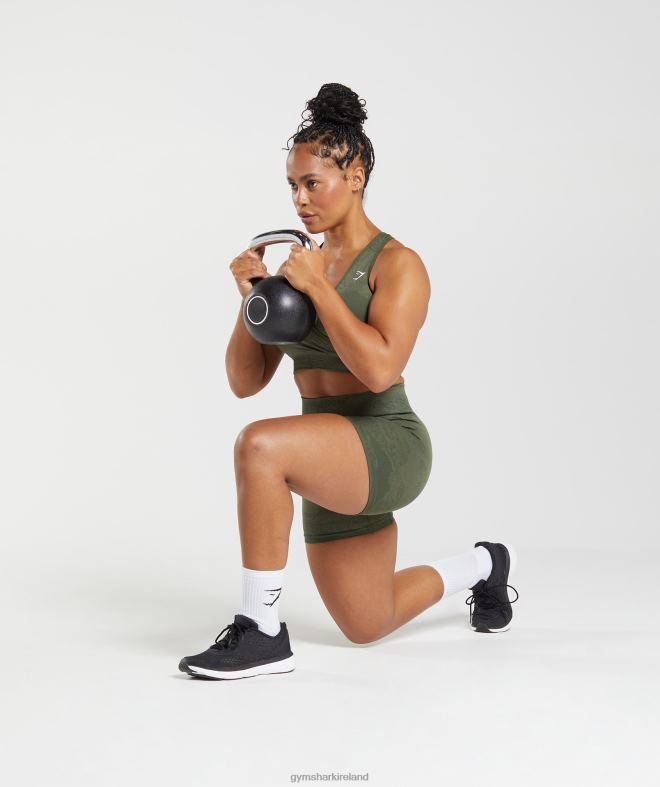 Women Adapt Camo Seamless Shorts 8004D14 Gymshark Moss Olive/Core Olive