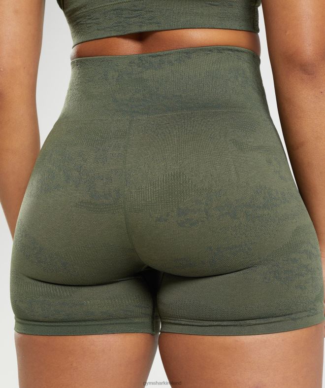 Women Adapt Camo Seamless Shorts 8004D14 Gymshark Moss Olive/Core Olive