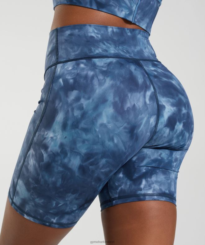 Women Elevate Cycling Shorts 8004D67 Gymshark Lakeside Blue Spray Dye