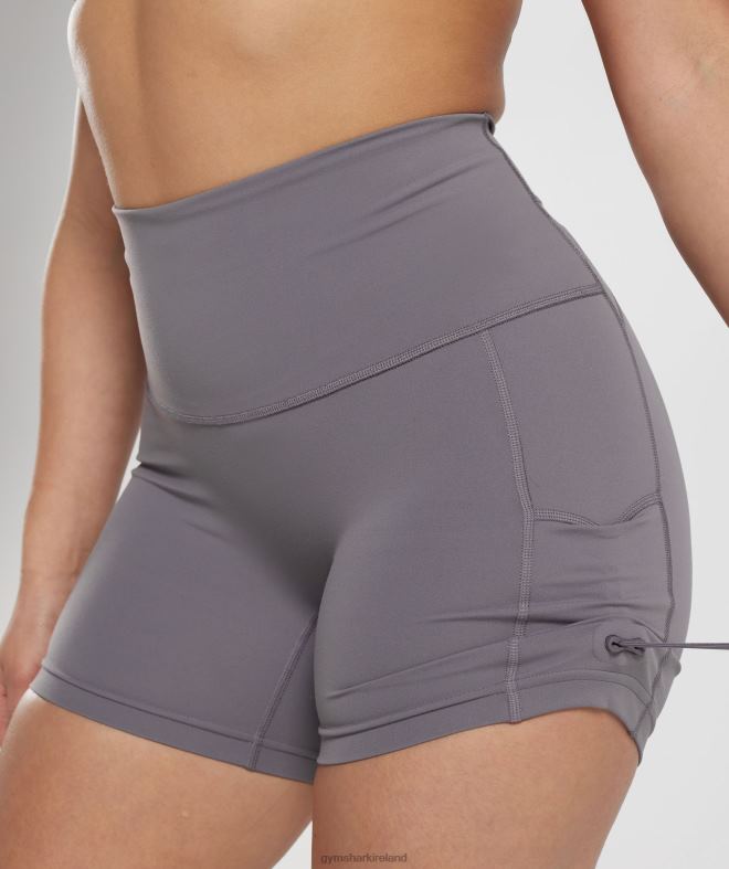 Women Legacy Ruched Tight Shorts 8004D108 Gymshark Titanium Grey