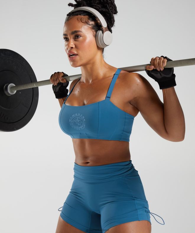 Women Legacy Ruched Tight Shorts 8004D8 Gymshark Lakeside Blue