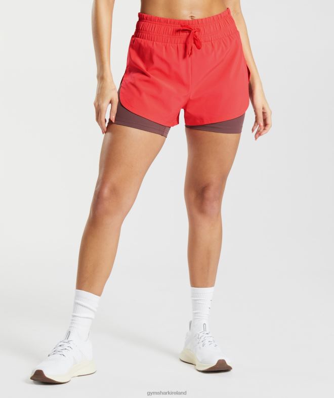 Women Running 2 In 1 Shorts 8004D51 Gymshark Fluo Bold Pink/Magenta Brown