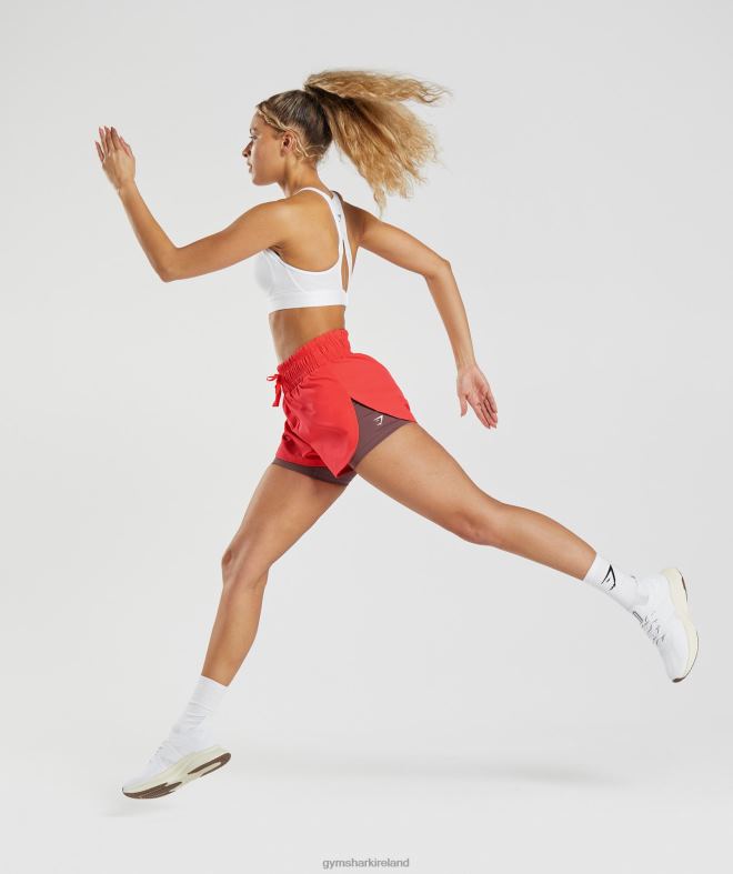 Women Running 2 In 1 Shorts 8004D51 Gymshark Fluo Bold Pink/Magenta Brown