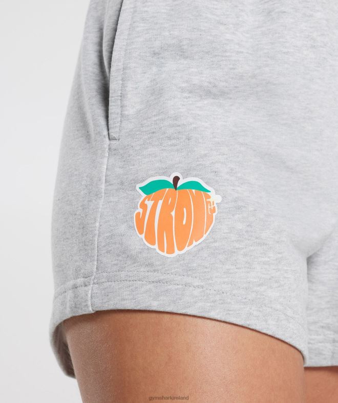 Women Strong Peach Shorts 8004D30 Gymshark Light Grey Marl