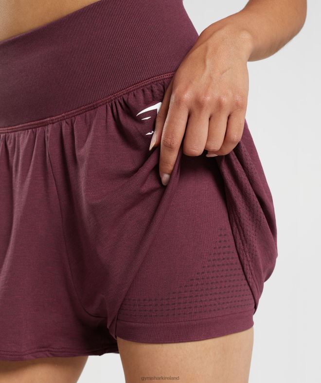Women Vital Seamless 2.0 2-in-1 Shorts 8004D65 Gymshark Baked Maroon Marl