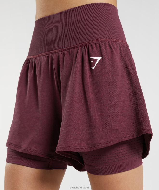 Women Vital Seamless 2.0 2-in-1 Shorts 8004D65 Gymshark Baked Maroon Marl