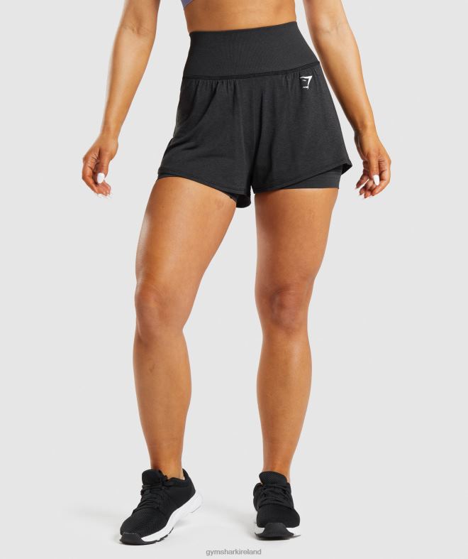 Women Vital Seamless 2.0 2-in-1 Shorts 8004D88 Gymshark Black Marl