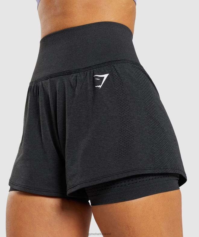 Women Vital Seamless 2.0 2-in-1 Shorts 8004D88 Gymshark Black Marl