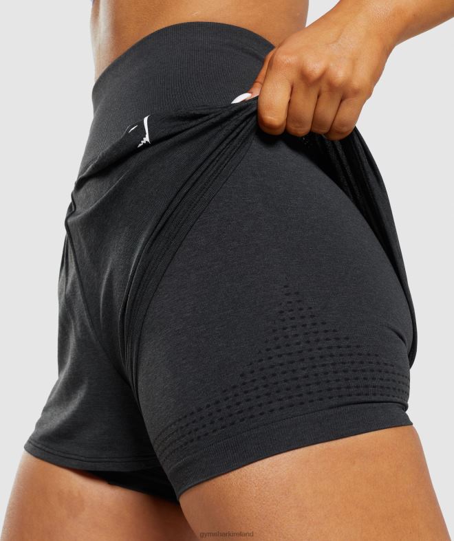 Women Vital Seamless 2.0 2-in-1 Shorts 8004D88 Gymshark Black Marl