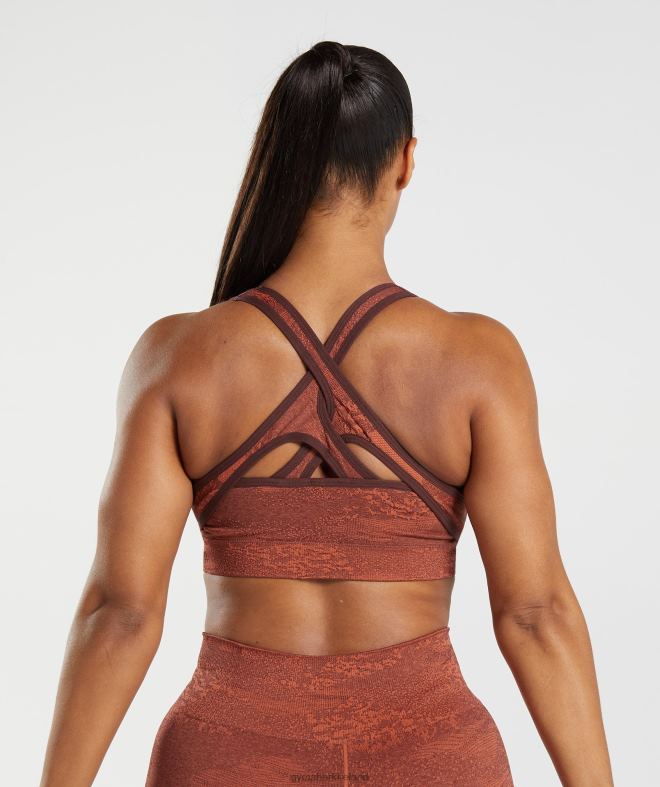 Women Adapt Camo Seamless Sports Bra 8004D161 Gymshark Storm Red/Cherry Brown