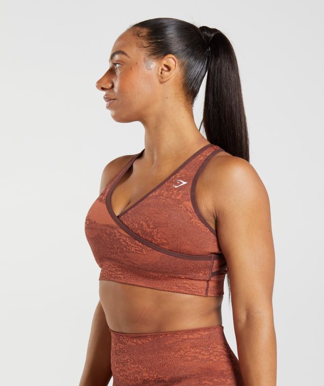 Women Adapt Camo Seamless Sports Bra 8004D161 Gymshark Storm Red/Cherry Brown