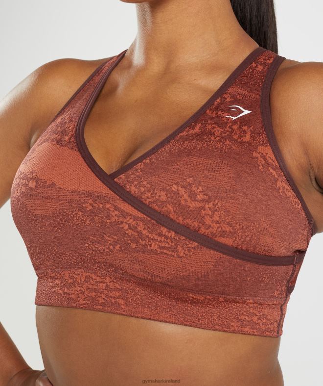 Women Adapt Camo Seamless Sports Bra 8004D161 Gymshark Storm Red/Cherry Brown