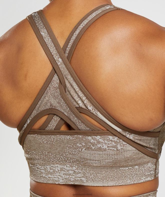 Women Adapt Camo Seamless Sports Bra 8004D176 Gymshark Pebble Grey/Soul Brown