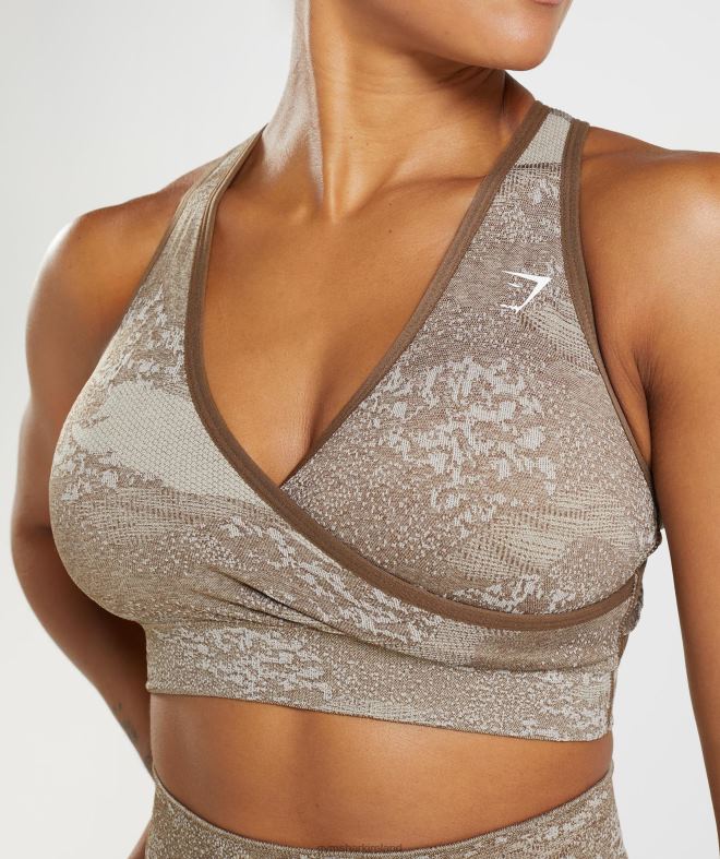 Women Adapt Camo Seamless Sports Bra 8004D176 Gymshark Pebble Grey/Soul Brown