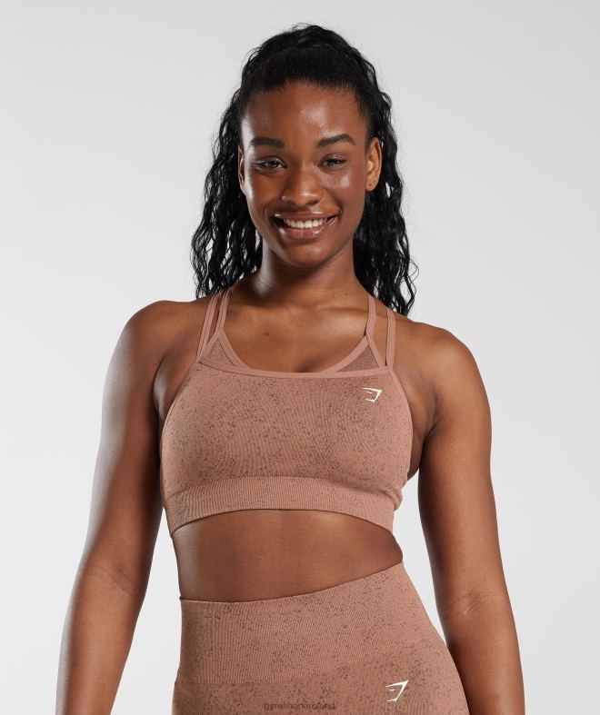 Women Adapt Fleck Seamless Sports Bra 8004D183 Gymshark Sandstone Brown