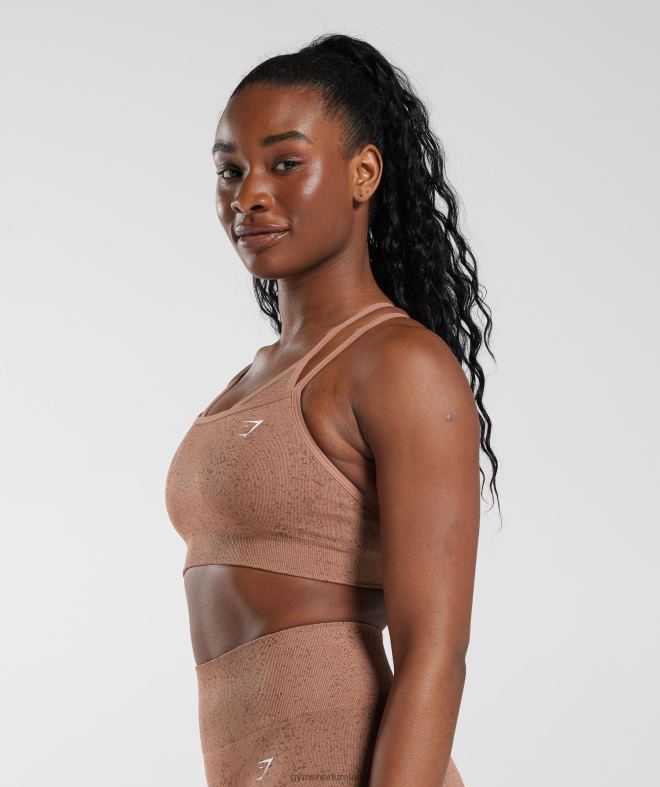 Women Adapt Fleck Seamless Sports Bra 8004D183 Gymshark Sandstone Brown