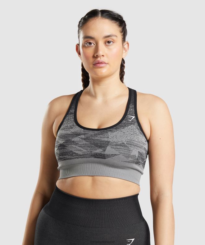 Women Adapt Ombre Seamless Sports Bra 8004D198 Gymshark Triangle | Black Print