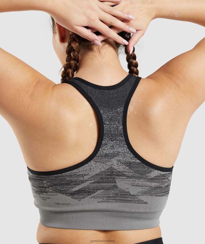 Women Adapt Ombre Seamless Sports Bra 8004D198 Gymshark Triangle | Black Print