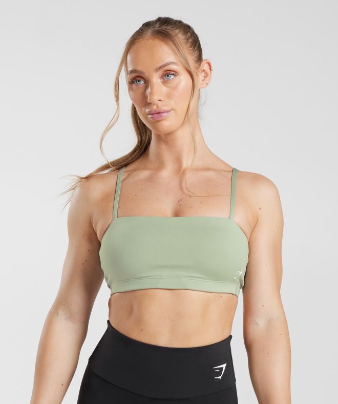 Women Bandeau Sports Bra 8004D210 Gymshark Light Olive Green