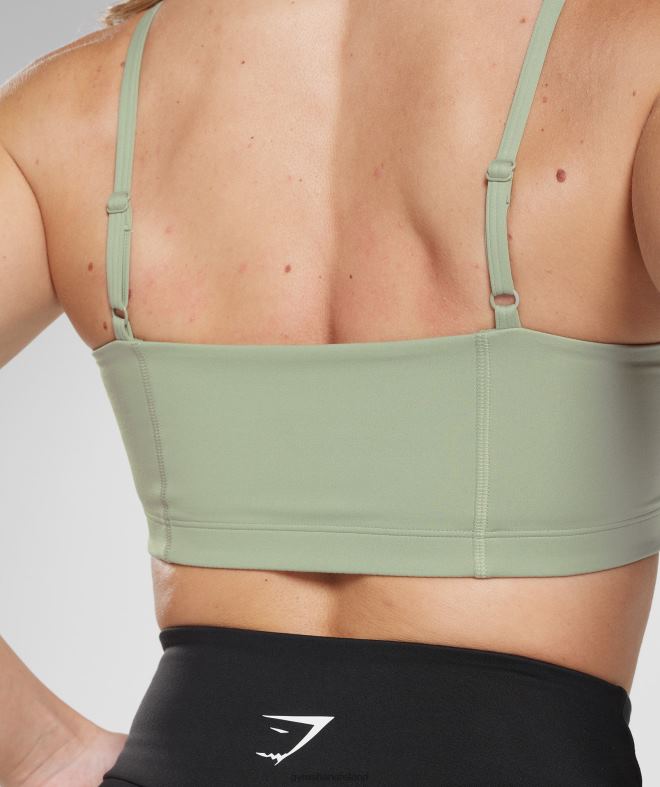 Women Bandeau Sports Bra 8004D210 Gymshark Light Olive Green