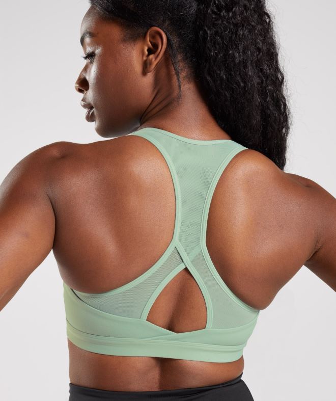 Women Crossover Sports Bra 8004D162 Gymshark Desert Sage Green