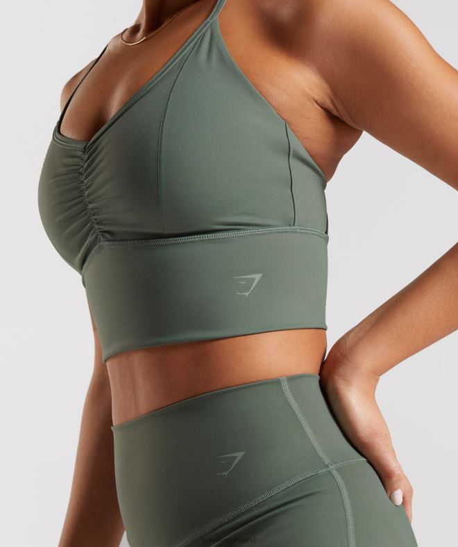 Women Elevate Longline Sports Bra 8004D123 Gymshark Willow Green