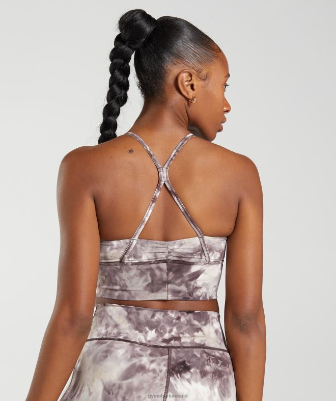 Women Elevate Longline Sports Bra 8004D164 Gymshark Cement Brown Spray Dye