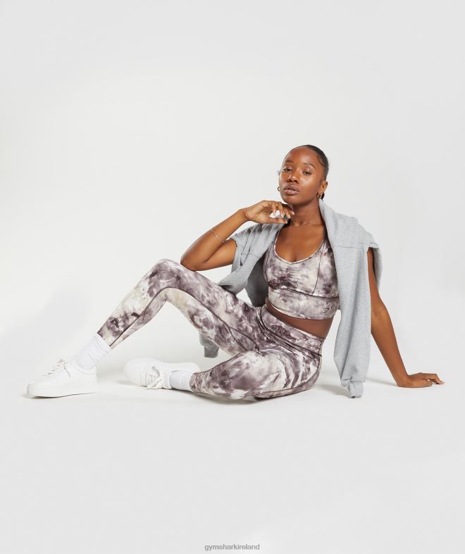 Women Elevate Longline Sports Bra 8004D164 Gymshark Cement Brown Spray Dye