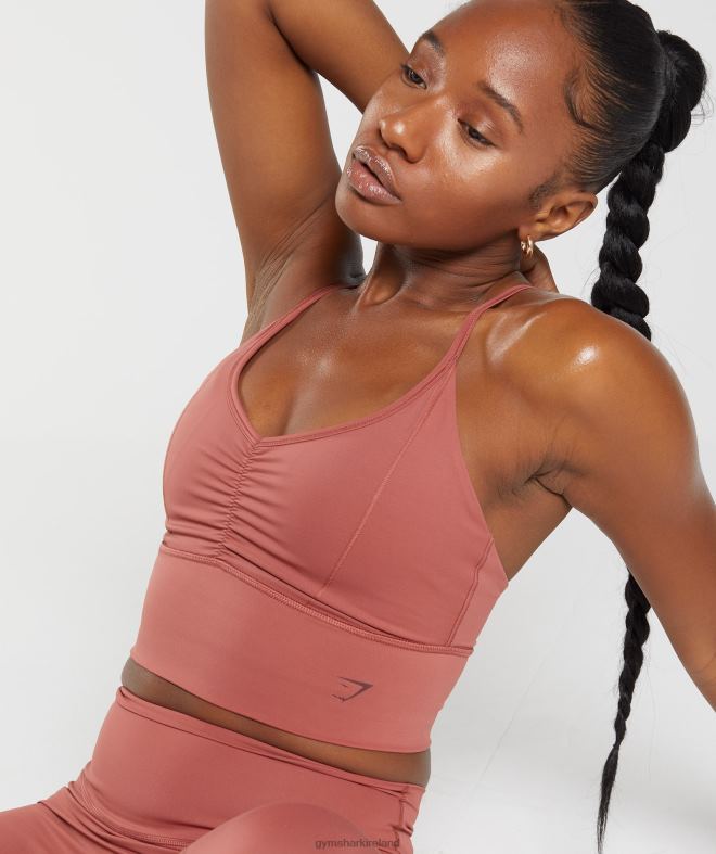 Women Elevate Longline Sports Bra 8004D169 Gymshark Rose Brown