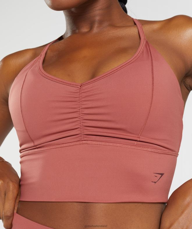 Women Elevate Longline Sports Bra 8004D169 Gymshark Rose Brown