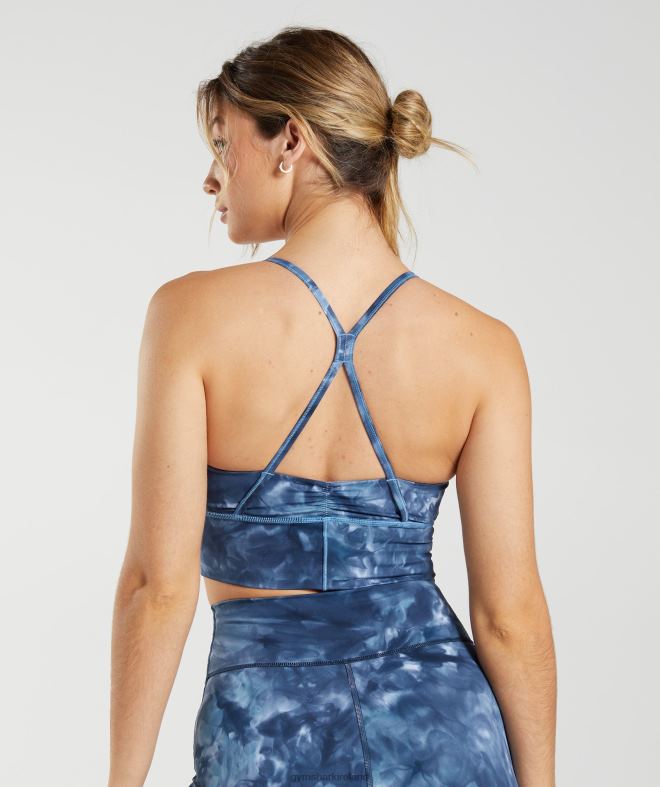Women Elevate Longline Sports Bra 8004D172 Gymshark Lakeside Blue Spray Dye
