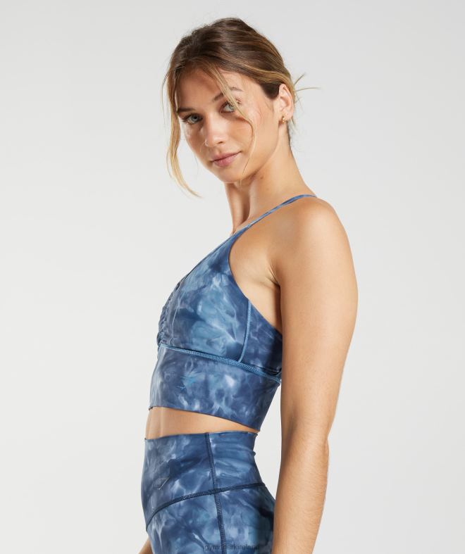 Women Elevate Longline Sports Bra 8004D172 Gymshark Lakeside Blue Spray Dye