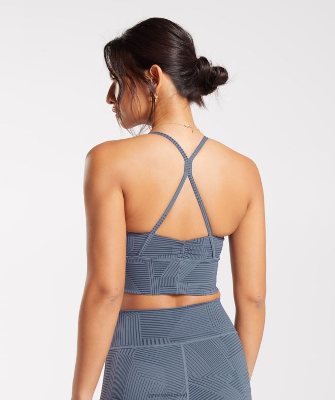 Women Elevate Longline Sports Bra 8004D182 Gymshark Evening Blue